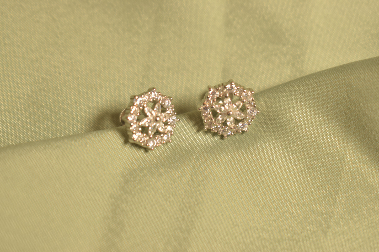Dazzling Floral Stone Stud Earrings
