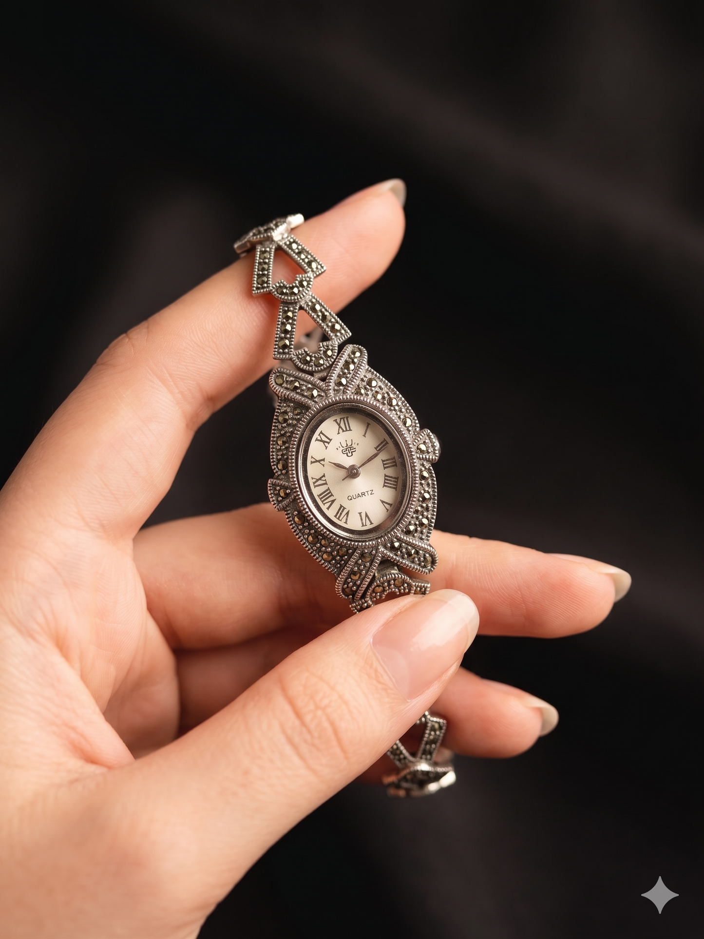 Elegant Marcasite Link Watch