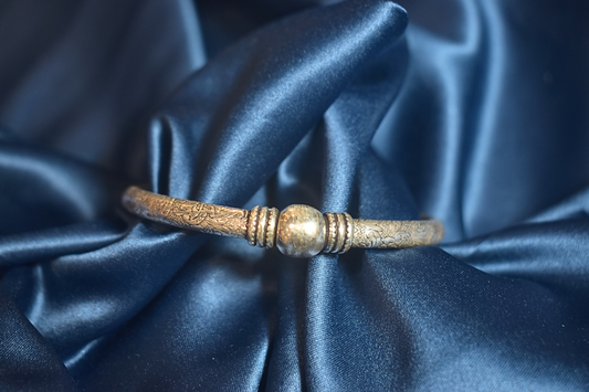 Engraved Silver Cuff with Bold Central Accent