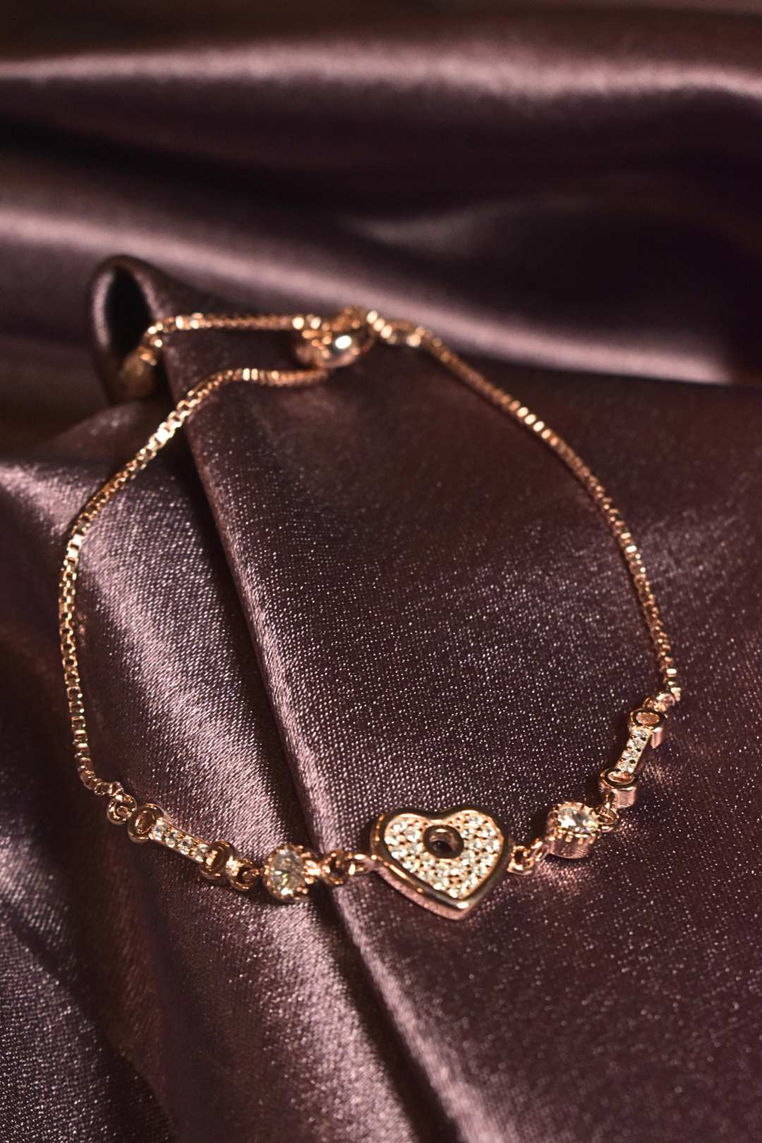 Heart Charm Bracelet with Minimal Crystal Accents