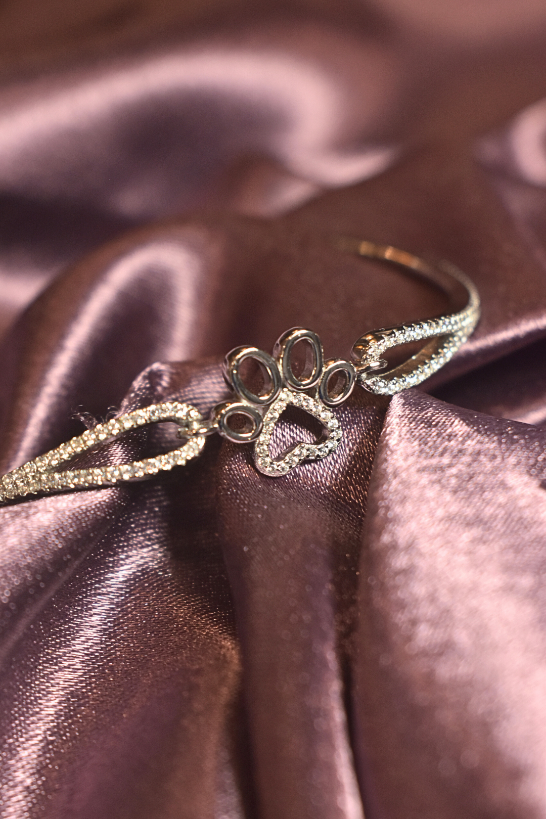 Paw Print Bracelet with Sparkling Crystal Details