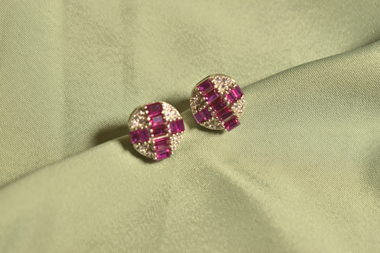 Glamorous Pink Sapphire Stud Earrings