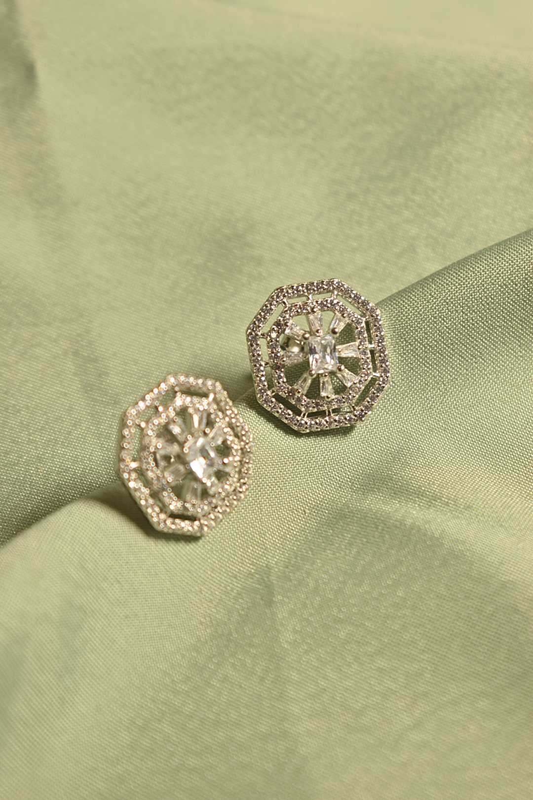 Vintage Octagon Crystal Stud Earrings