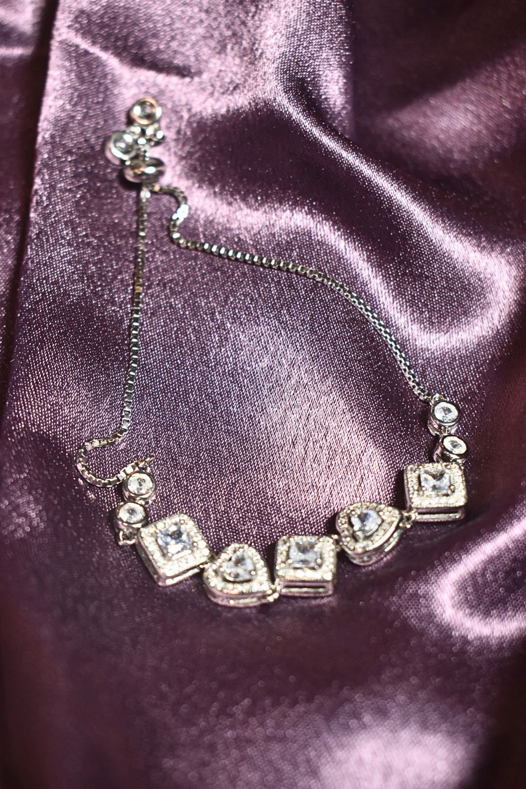 Geometric Charm Bracelet with Sparkling Crystals