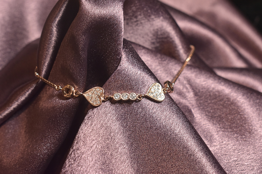 Elegant Heart Charm Bracelet with Crystal Details