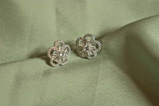 Floral Diamond Stud Earrings
