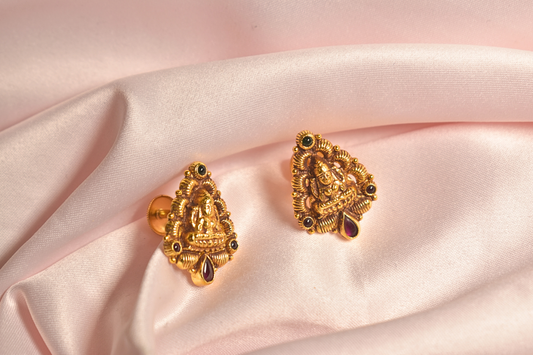 Gold-Plated Lakshmi Stud Earrings