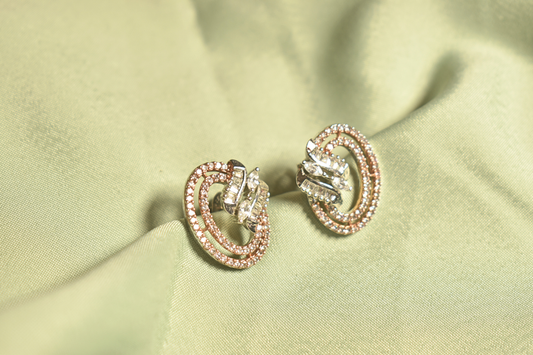 Rose Gold Oval Glam Earrings