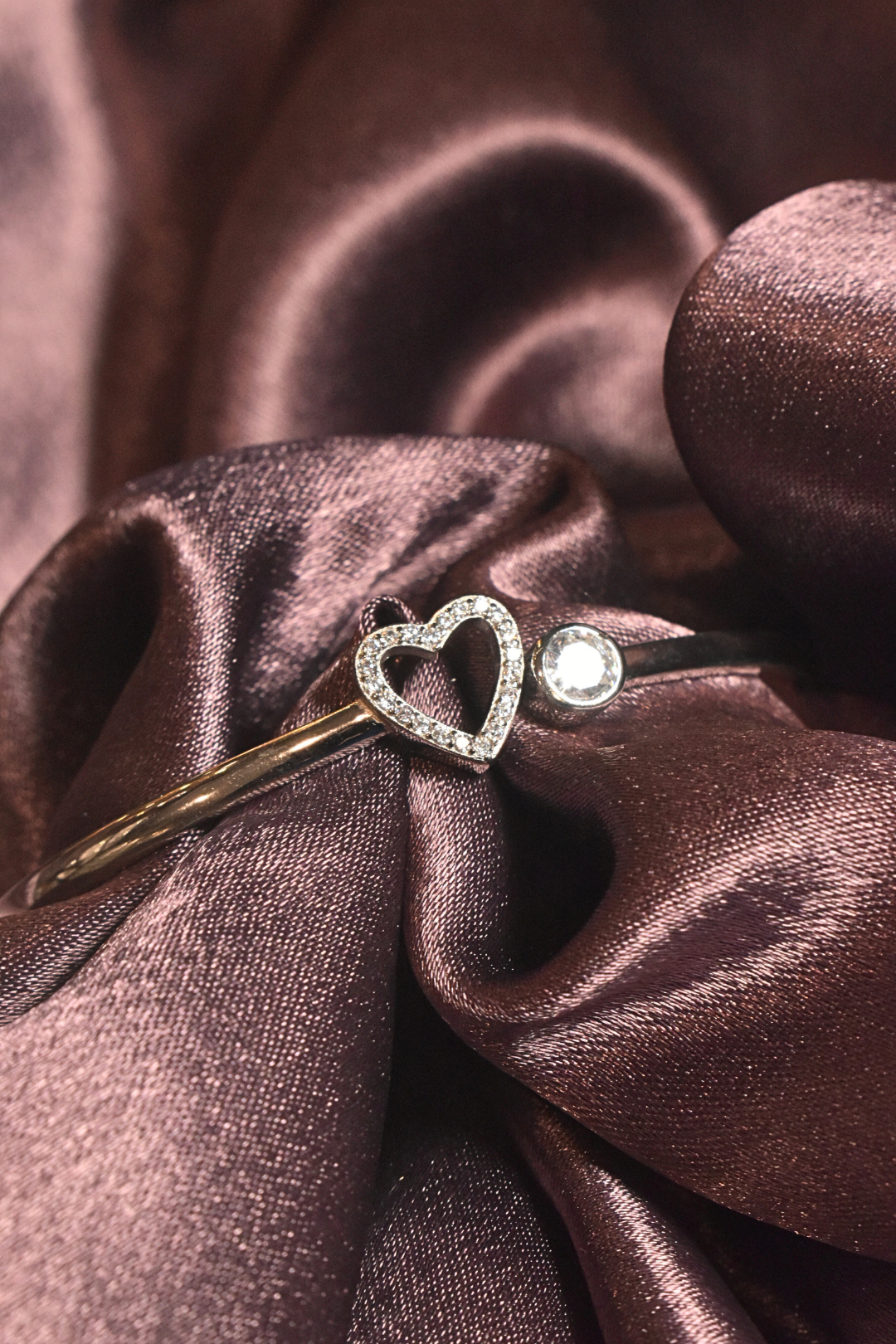 Minimalist Heart Bracelet with a Crystal Accent
