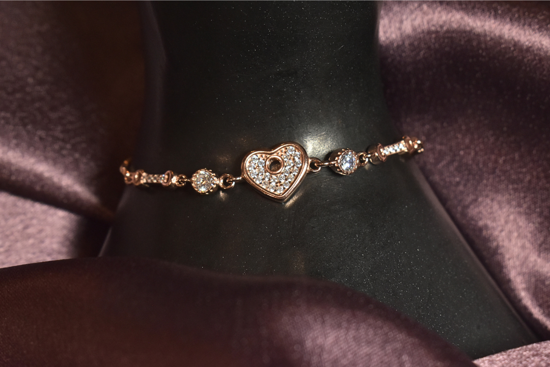 Heart Charm Bracelet with Dazzling Crystal Highlights