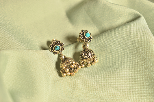 Bohemian Turquoise Jhumka Earrings