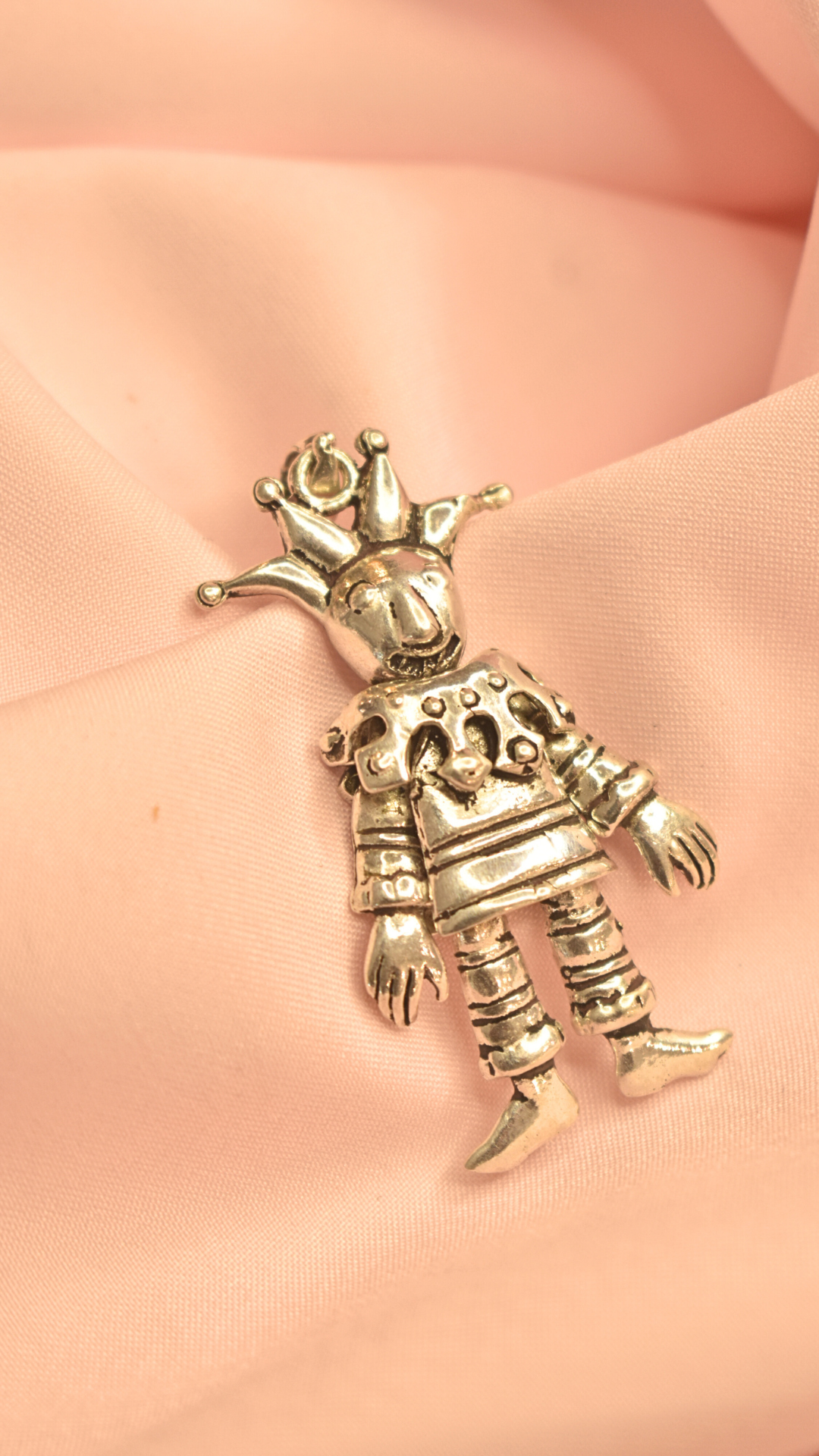 Silver Jester Pendant with Crown Detail