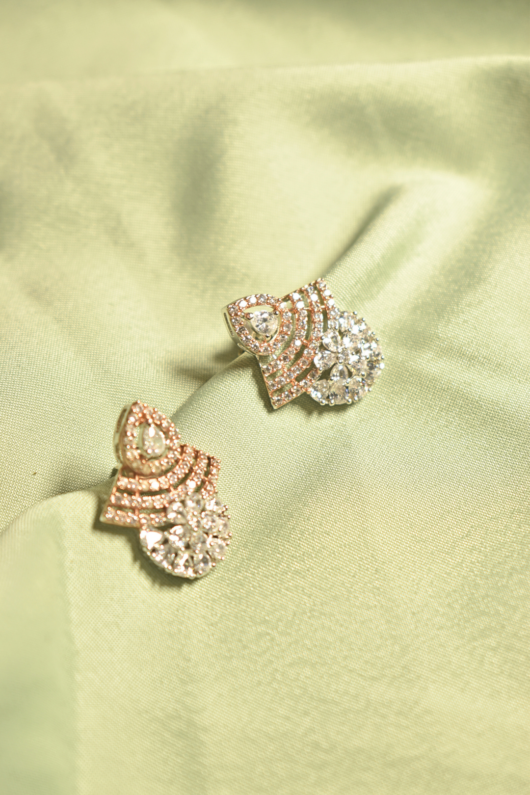 Elegant Rose Gold and Silver Crystal Earrings
