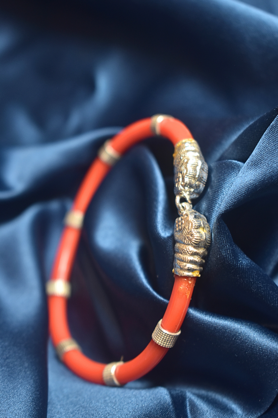 Handcrafted Silver Bracelet - Red