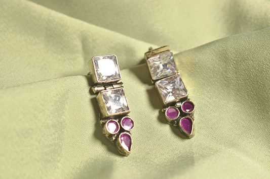 Timeless Sparkle Crystal & Ruby Drop Earrings