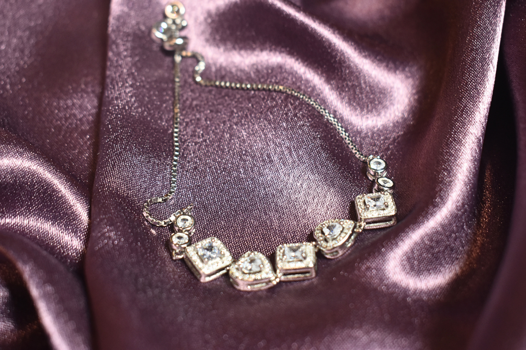 Geometric Charm Bracelet with Sparkling Crystals