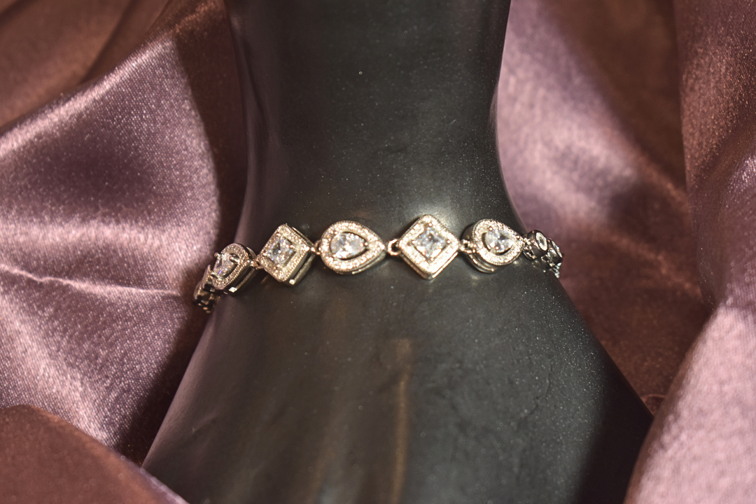 Geometric Charm Bracelet with Sparkling Crystals
