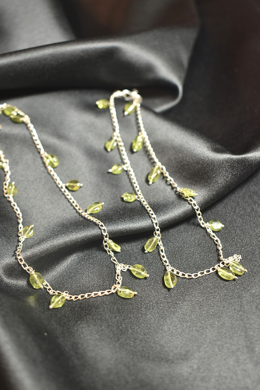 Green Crystal Dangling for a Refreshing Look Anklets