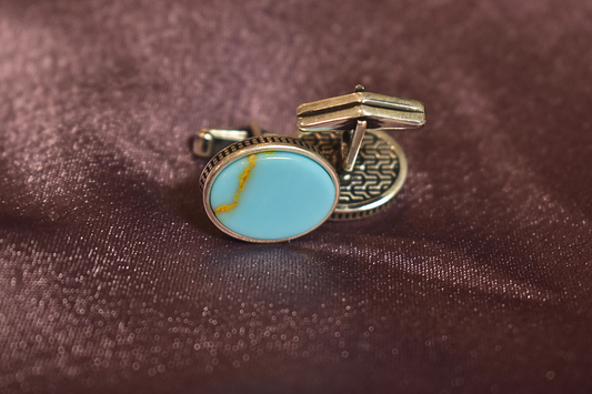 Turquoise Oval Stone Cufflinks