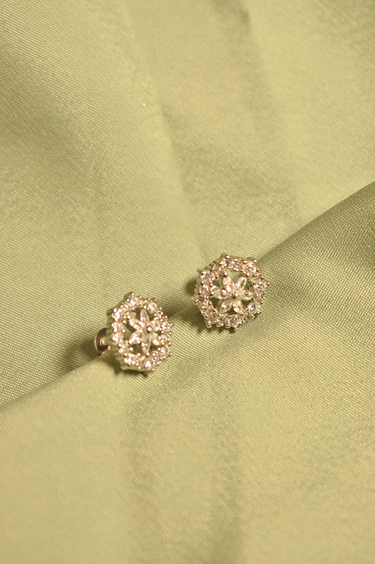 Dazzling Floral Stone Stud Earrings