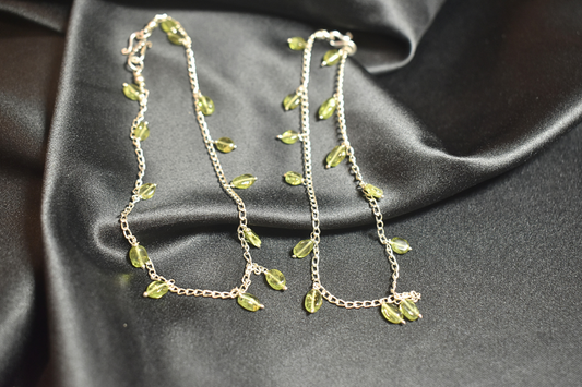 Green Crystal Dangling for a Refreshing Look Anklets