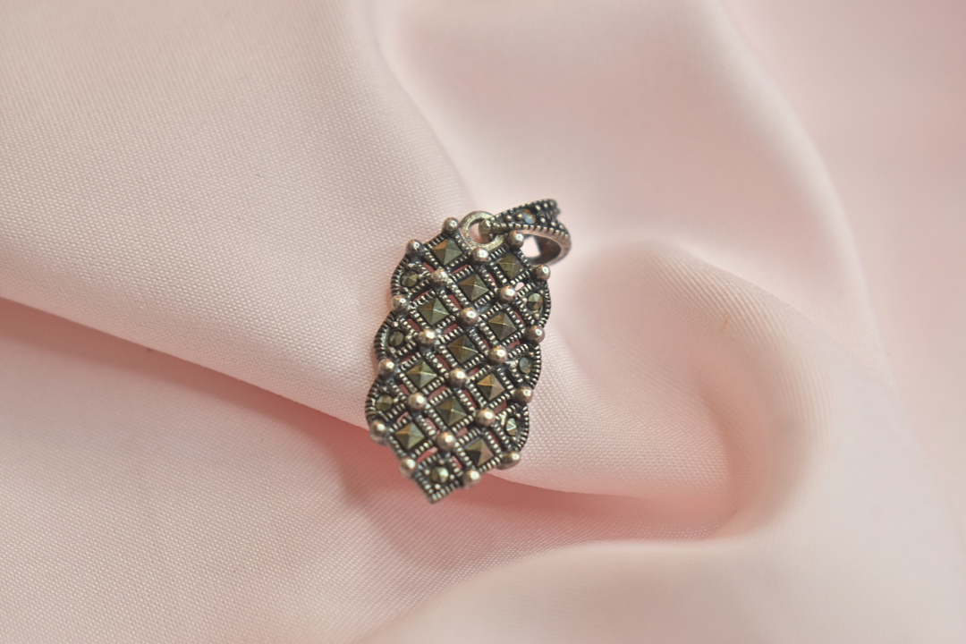 Intricate Marcasite Earrings and Pendant Set