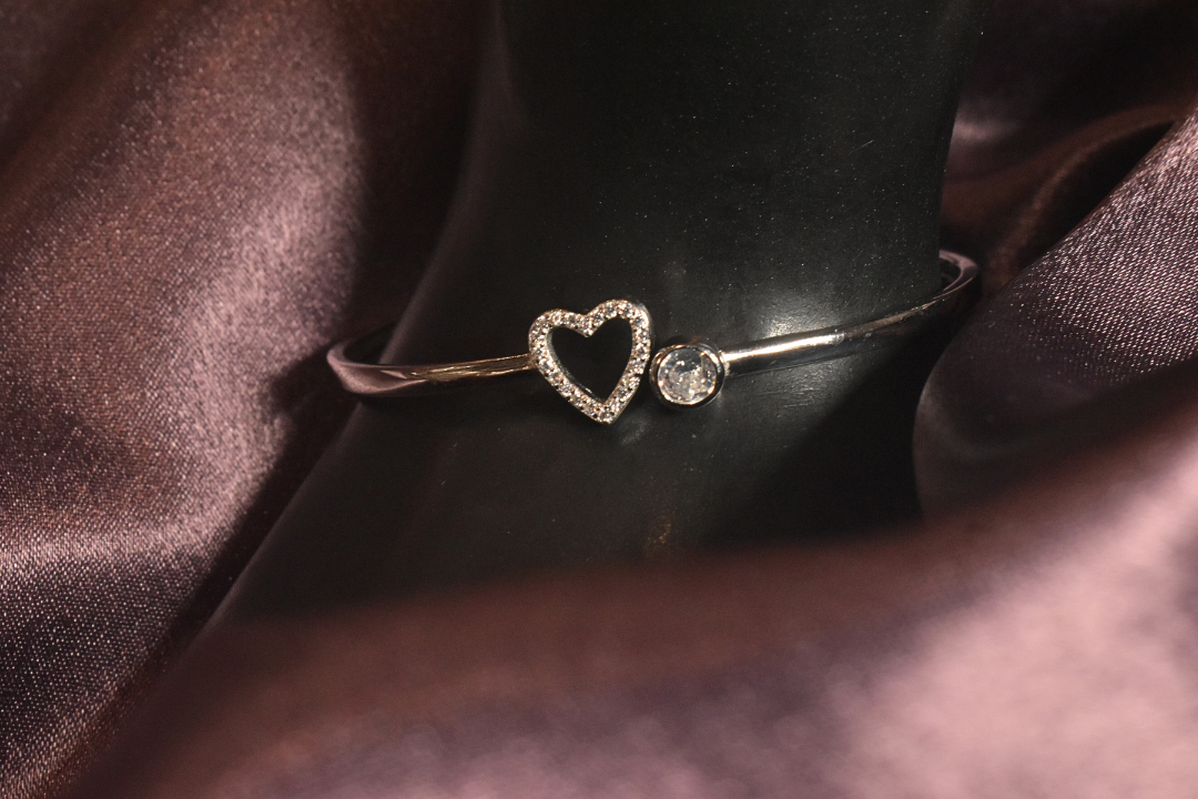 Minimalist Heart Bracelet with a Crystal Accent