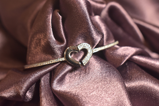 Open Heart Design Bracelet with Sparkling Crystal Accents