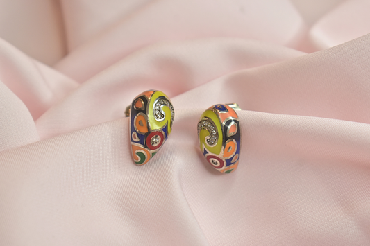 Colorful Enamel Earrings and Pendant Set