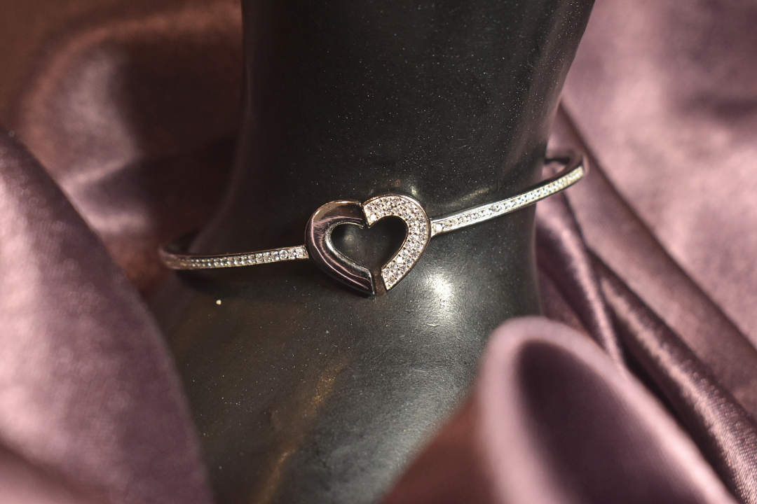 Open Heart Design Bracelet with Sparkling Crystal Accents