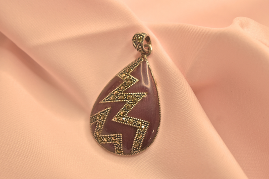 Vibrant Purple Geometric Earrings and Pendant Set