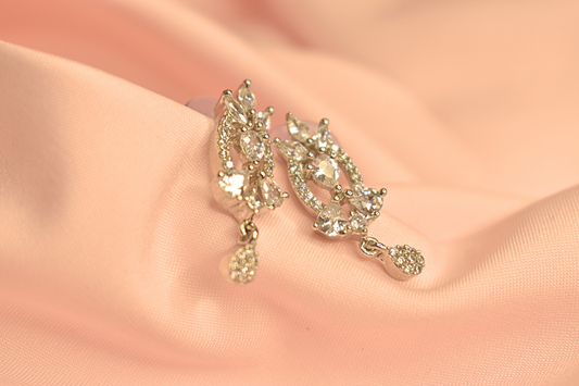 Elegant Crystal Wing Earrings and Pendant Set