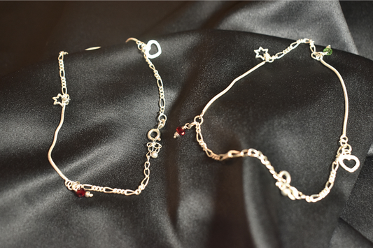 Heart and Star Charms Anklets