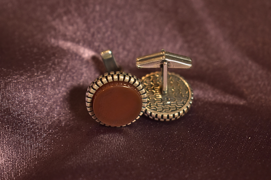 Retro Round Amber Cufflinks