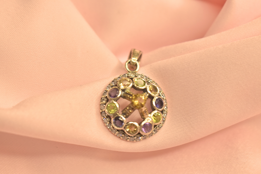 Colorful Gemstone Starburst Pendant