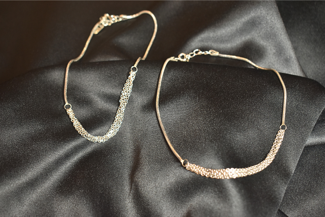 Elegant Silver Layered Anklets