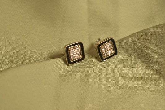 Square Crystal Elegance Stud Earrings