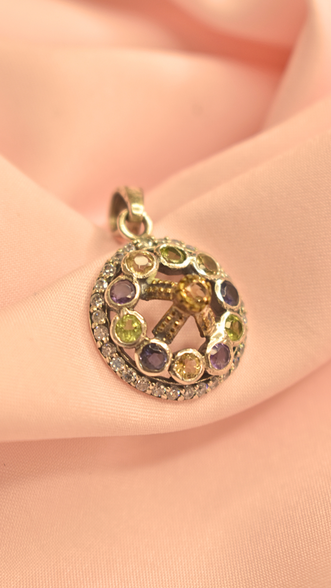 Colorful Gemstone Starburst Pendant