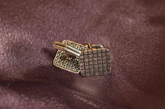 Vintage Woven Pattern Square Cufflinks with Textured Design