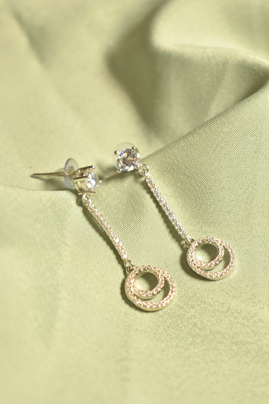 Dazzling Double Circle Drop Earrings