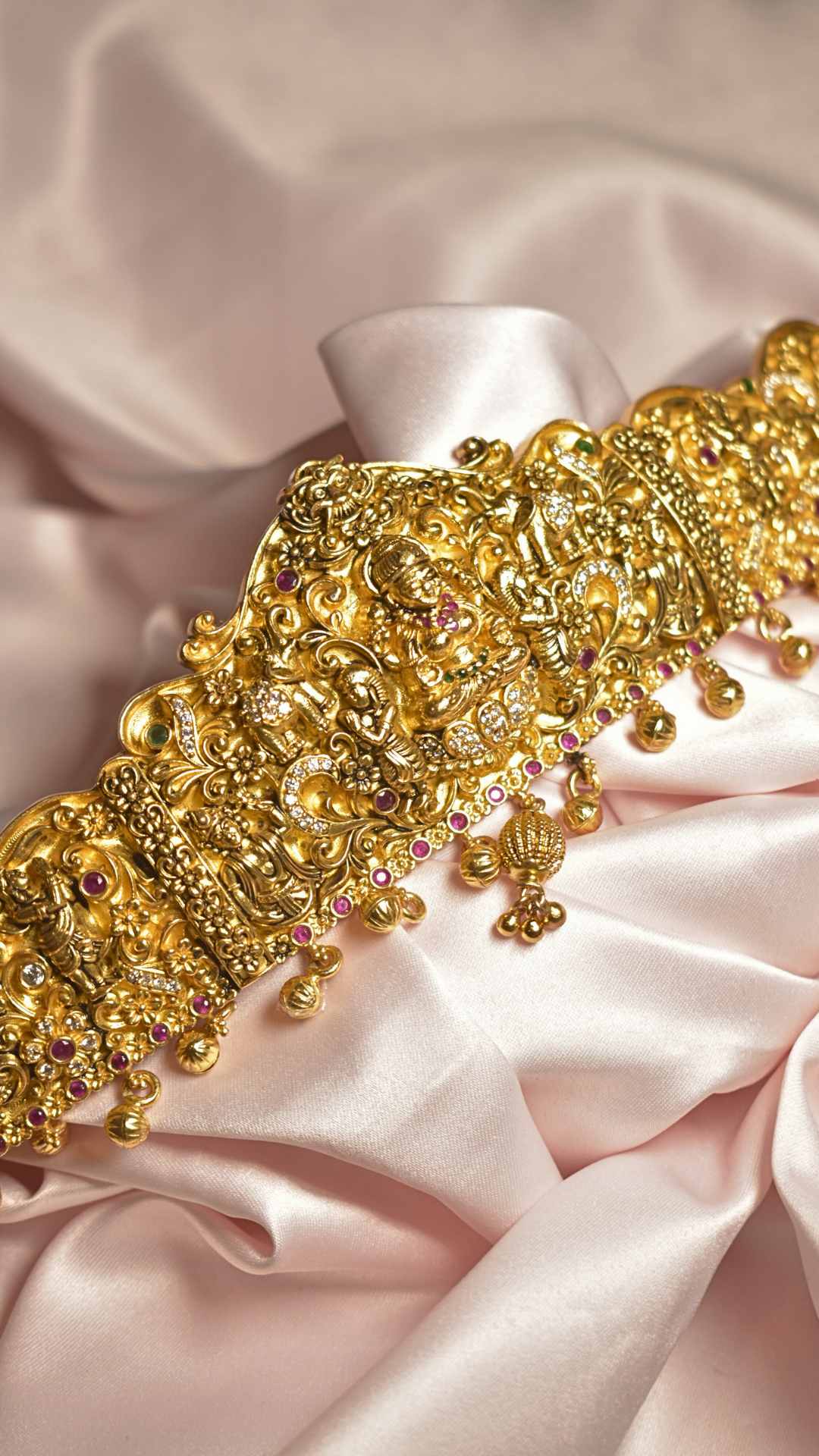 Ornate Temple Design Gold-Plated Waist Belt