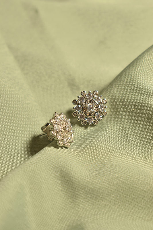 Radiant Floral Crystal Stud Earrings
