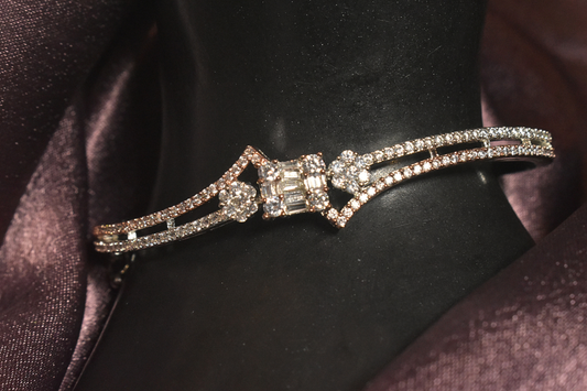 Elegant Twin Row Crystal Silver Bracelet