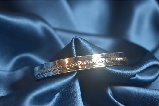Elegant Silver and Gold Textured Kada