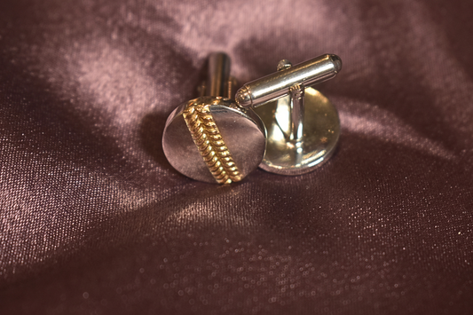 Gold Accent Silver Cufflinks Timeless Sophistication