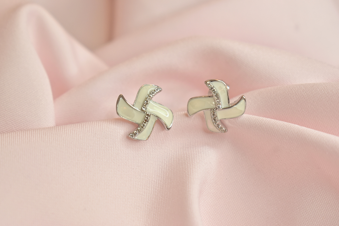 Pinwheel Elegance Sterling Silver Enamel Earrings and pendant