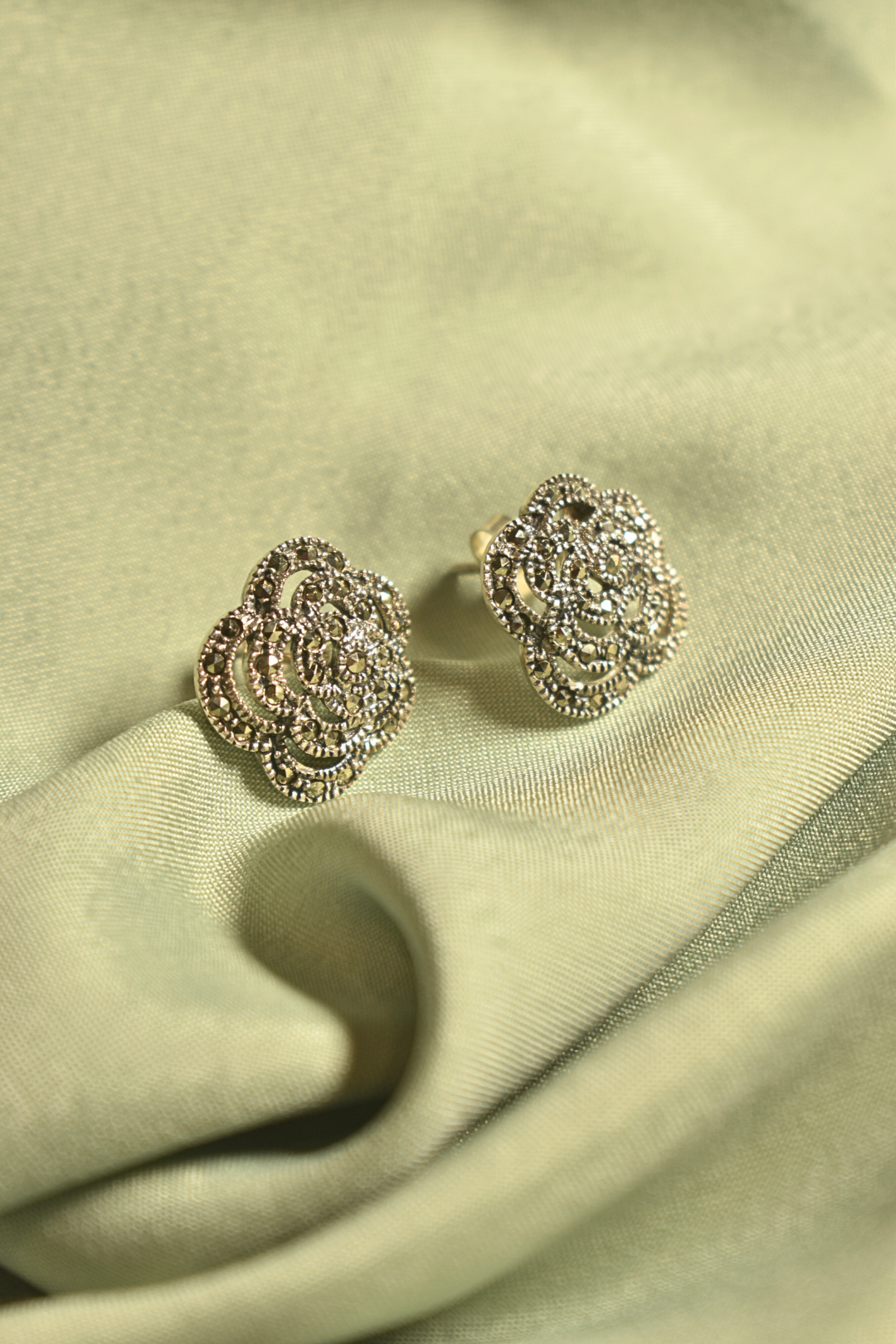 Rose-Inspired Crystal Stud Earrings