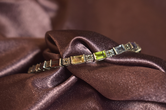 Colorful Gemstone Silver Bracelet