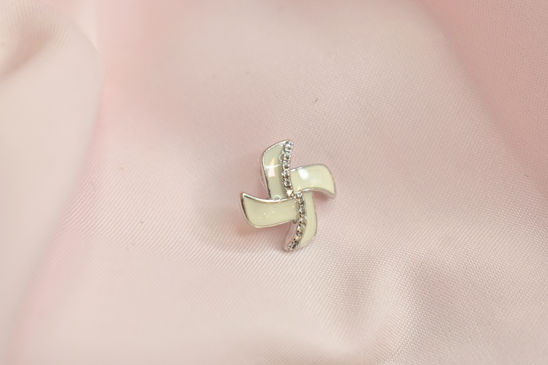 Pinwheel Elegance Sterling Silver Enamel Earrings and pendant