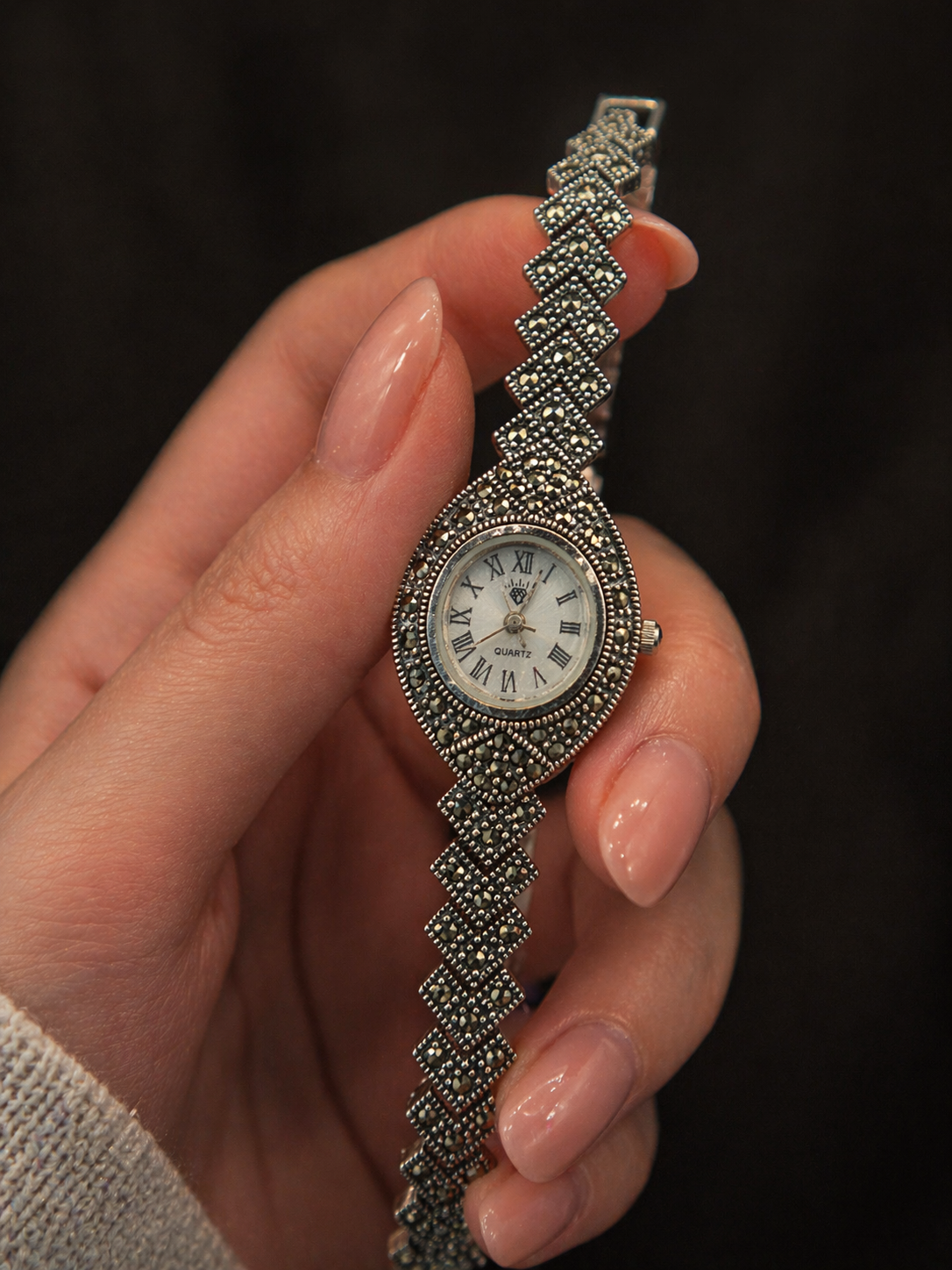 Minimalist Marcasite Link Watch